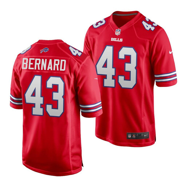 Men's Buffalo Bills #43 Terrel Bernard Red Stitched Jersey